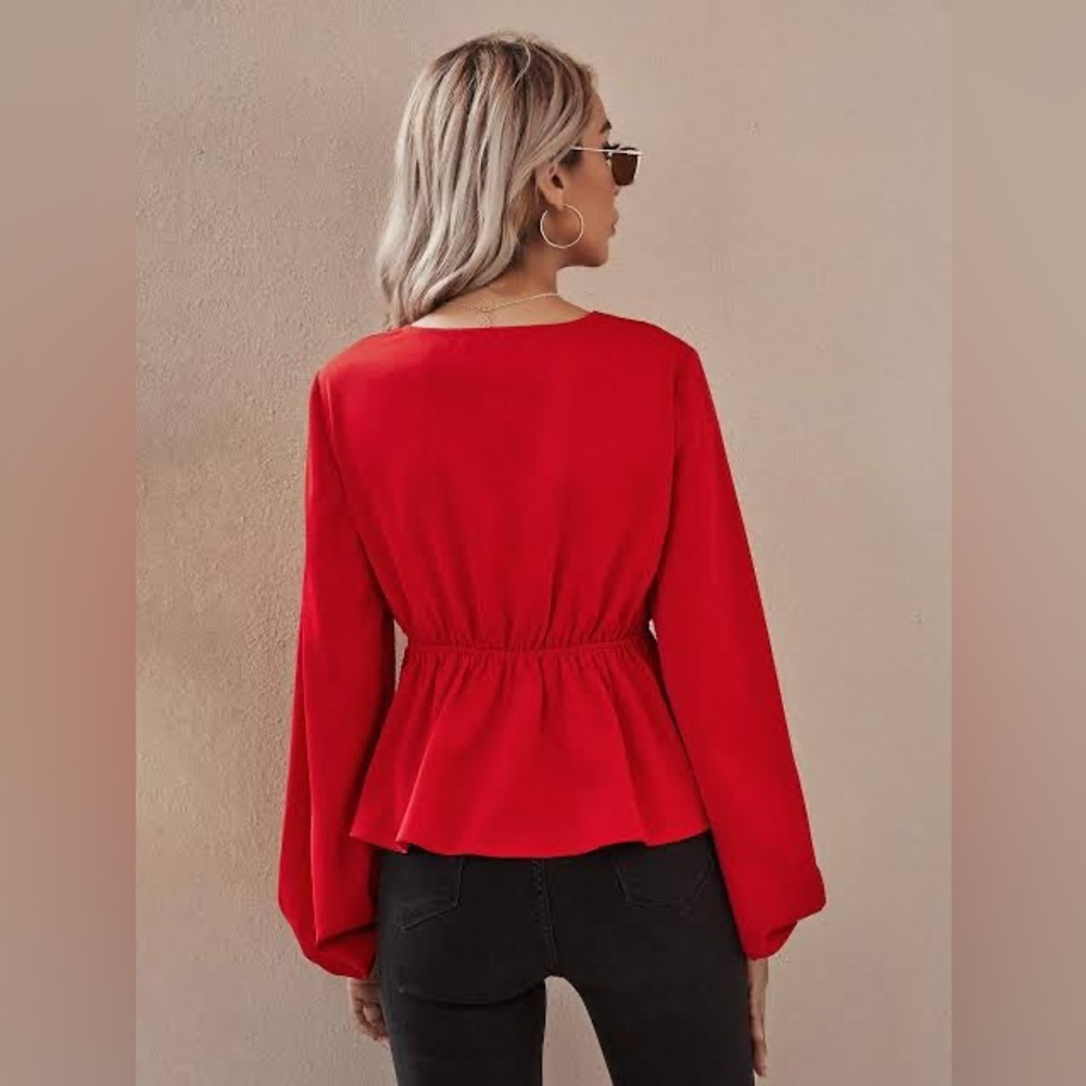 Drapey Red Long Sleeve Top